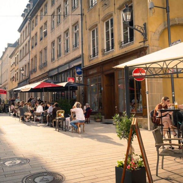 luxemborg paved street cafe