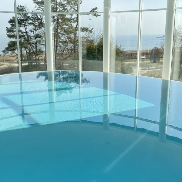 indoor pool in germany overlooking the sea